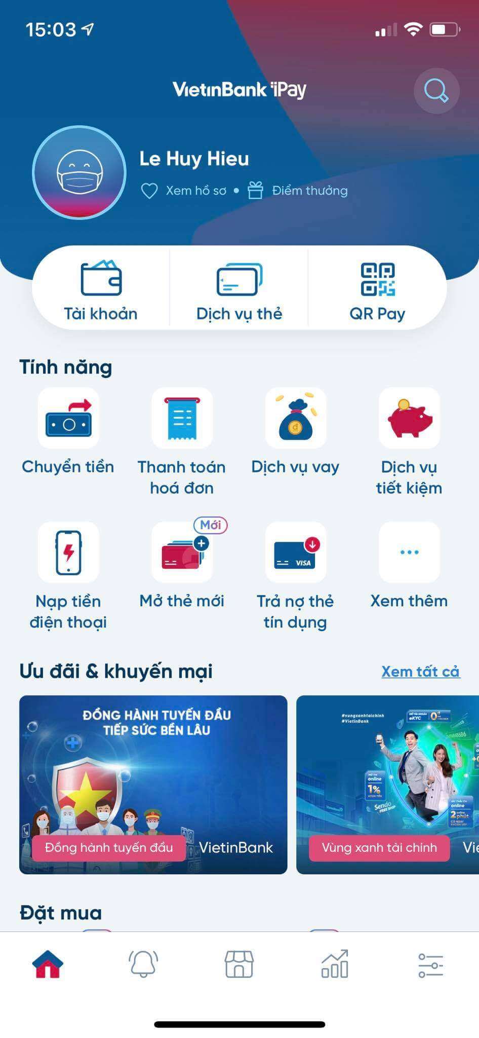 Cách mở khóa thẻ atm vietinbank online