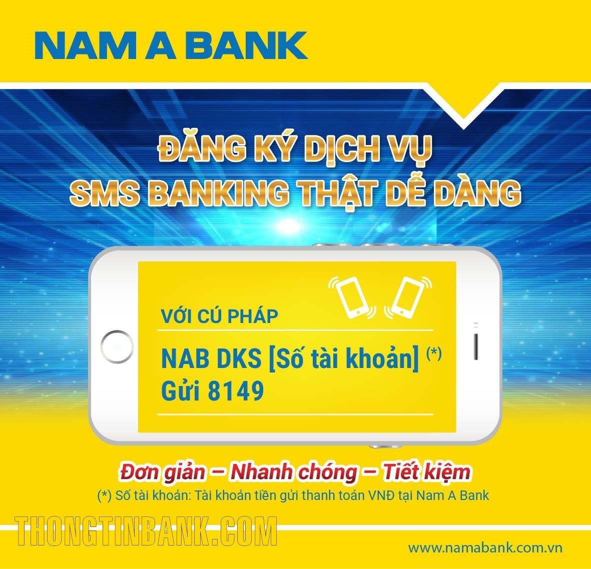 dang ky sms banking nam a