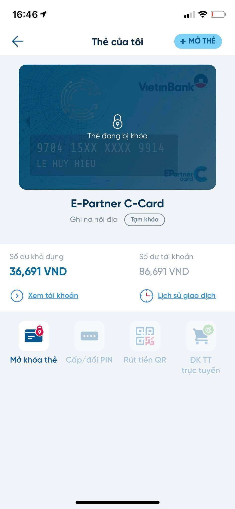 Thẻ ATM Vietinbank không dùng bao lâu thì bị khóa